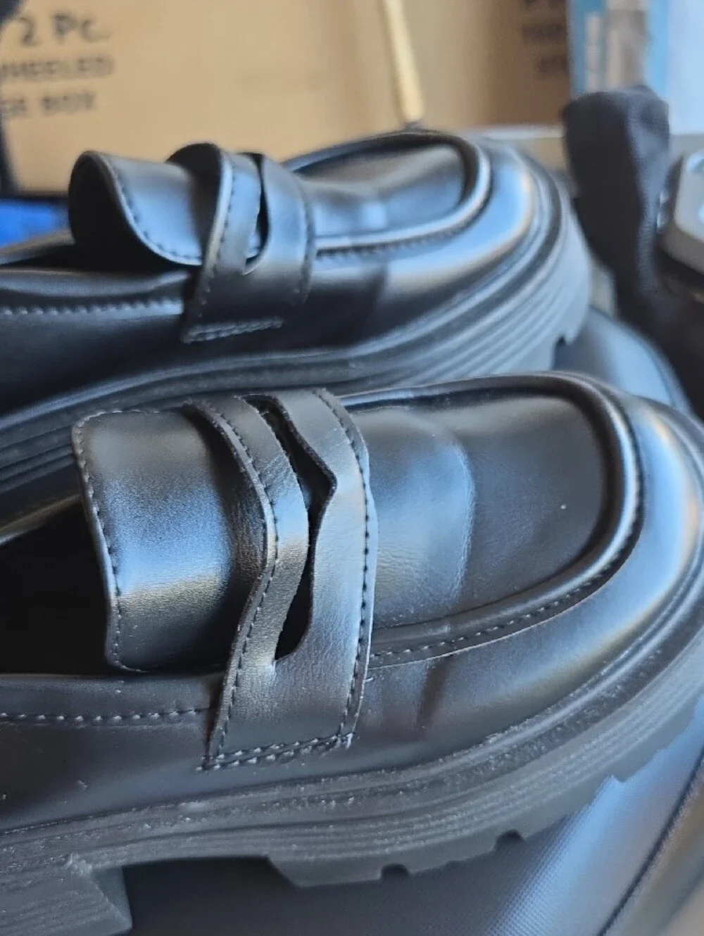 Black Leather  Loafers - Classic Slip-On Style